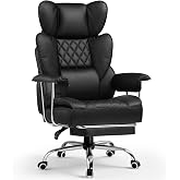 GTPLAYER Big&amp;Tall Ergonomic Gaming Chair, Wide Spring Seat, Linkage Armrest,Earth BLK