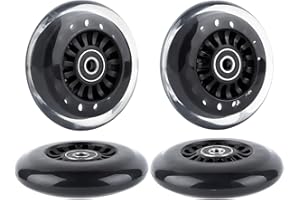 AOWISH Ride on Swing Twist Wiggle Car Polyurethane Replacement Wheels w/Bearings ABEC-9 (2 Front Wheels with Convex Hub, 2 Rear Wheels with Concave Hub) (Black)