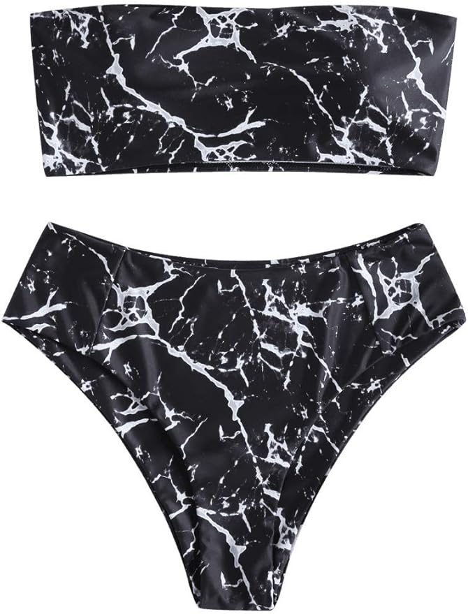 marble high waisted swimsuit