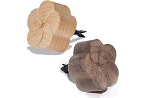 KITUREK Wood Flower Essential Oil Diffuser, Car Air Freshener Vent Clip Aromatherapy Diffuser for Essential Oils, Clip for Office Bedroom (2Pack Dark+Light)