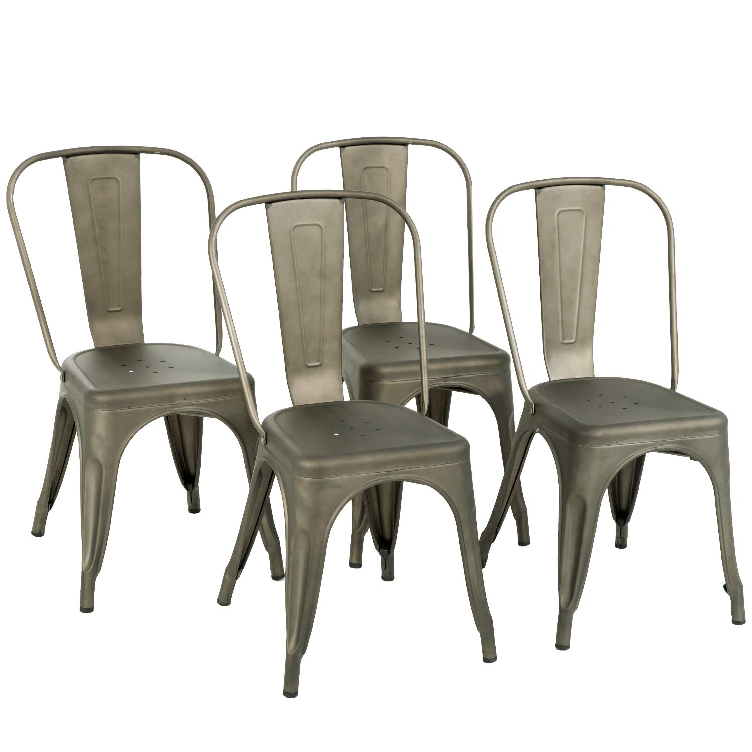 Buy Metal Dining Chairs Set of 4 Stackable Metal Chairs Room Chair Vintage Patio Chair with Back