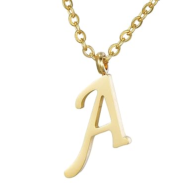 Morella Damen Halskette mit Buchstaben Anhänger Edelstahl Gold in Schmuckbeutel