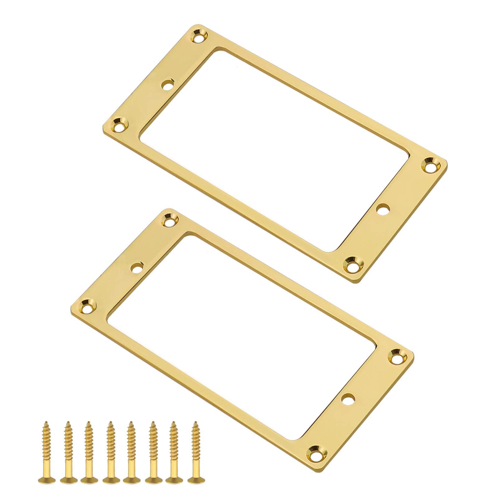 OTOTEC 2Pcs Golden Humbucker Pickup Mounting Rings With Screws Fittings 92x45.5x2mm Metal Flat Pickup Cover Frame For Electric Guitar Replacement Parts