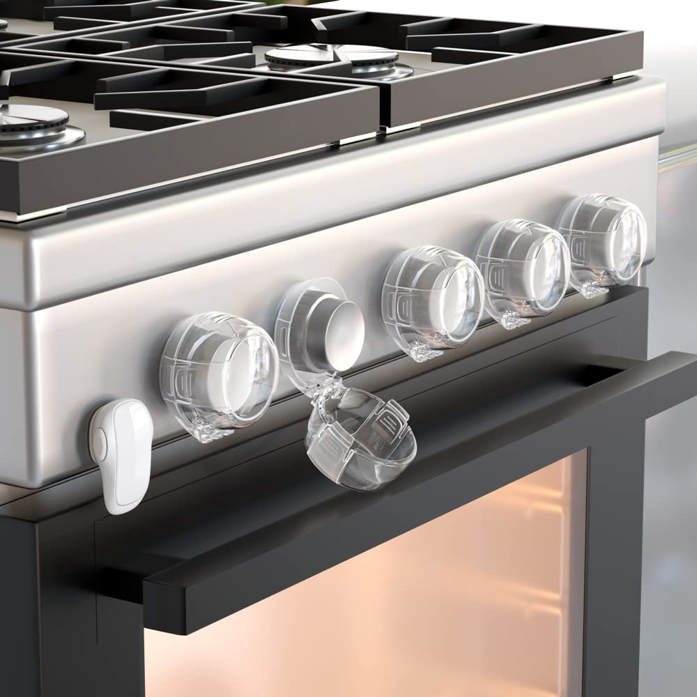 Photo 1 of SAFELON (5+1) Pcs Baby Safety Stove Gas Knob Covers & Childproof Oven Lock, Kitchen Safety Stove Locks for Babies & Toddlers (White)