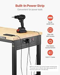 VEVOR Adjustable Workbench, 60 Inch Work Bench with