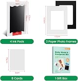 Nabance Baby Footprint Kit Handprint Kit with 4 Inkless Pads 2 Frames 8 Cards view 5