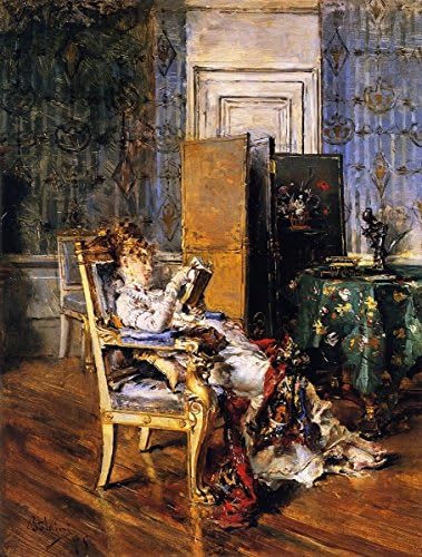 ODSAN Woman Reading - By Giovanni Boldini - Canvas Prints 16" by 21" Unframed