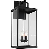Goosebrite 25'' Outdoor Wall Lantern, 4-Light Modern Large Exterior Wall Sconce Light Fixtures, Black Porch Light with Glass,