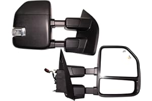 AERDM New towing mirror Power Heated Compatible with Ford Super Duty F-250 F-350 F-450 F-550 2017 2018 2019 Pickup Truck Replacement Extendable Towing with Turn Signal,Clearance and Auxiliary Lamp