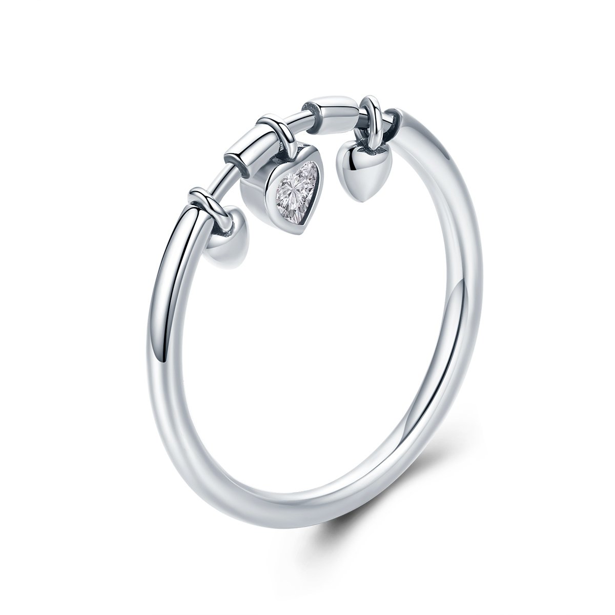 925 Sterling Silver Heart Engagement Stackable CZ Finger Ring for Women Girls