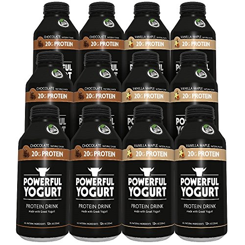 Powerful Yogurt High Protein Drink Best Sellers Variety Pack, Chocolate/Vanilla Maple, 12 Count