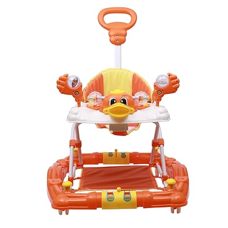 Love Baby Walker & Rocker, Height Adjustable with Light & Musical Toys for Kids (Orange)