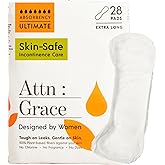 Attn: Grace Ultimate Incontinence Pads for Women, 28-Pack - High Absorbency, Breathable, Plant-Based - Overnight Pads for Heavy Bladder Leaks & Sensitive Skin