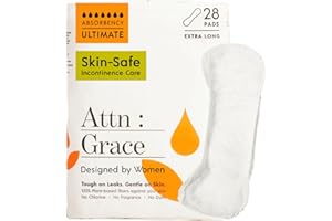 ATTN : GRACE Attn: Grace Ultimate Incontinence Pads for Women, 28-Pack - High Absorbency, Breathable, Plant-Based - Overnight Pads for Heavy Bladder Leaks & Sensitive Skin