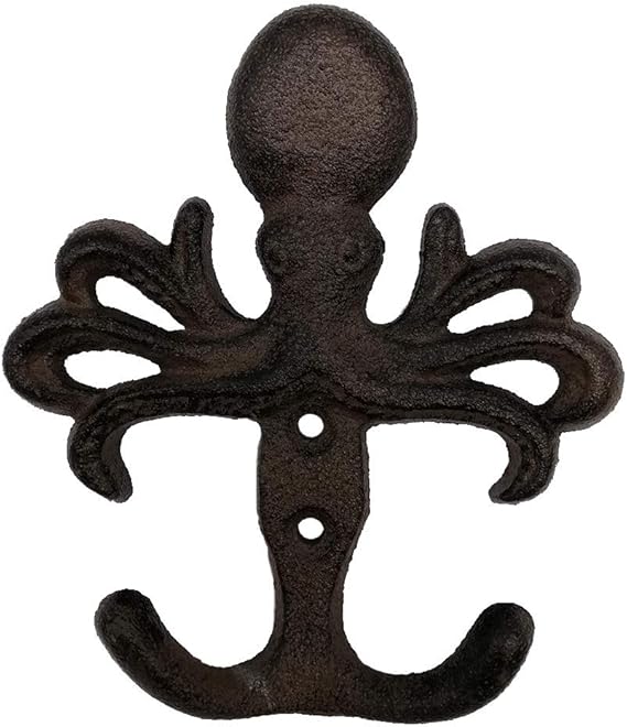 Cast Iron Octopus Double Key Coat Hooks Clothes Rack Wall
