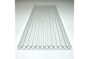 YEESEOK Glass Tubes 12 Piece, Reusable Glass Straws 12 Inch Long, OD 10 mm, Thickness 1.5 mm, Industrial Borosilicate Glass Tubing for Tall Cups (10mm-12IN-Clear)