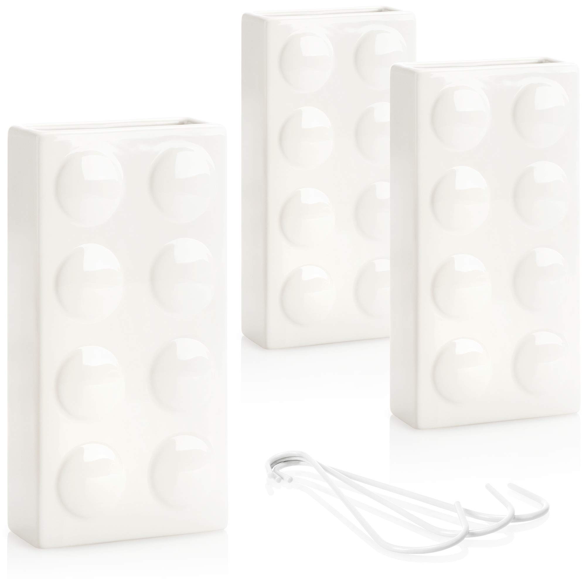 COM-FOUR® 3x air humidifier heating - radiator air humidifier in white - heating water evaporator made of ceramic in domino design (white - building block)