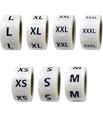 Étiquettes Autocollantes CRASPIRE - Lot De 5 000 - PVC - Tailles S à XXL - Pour Vêtements Et Textiles