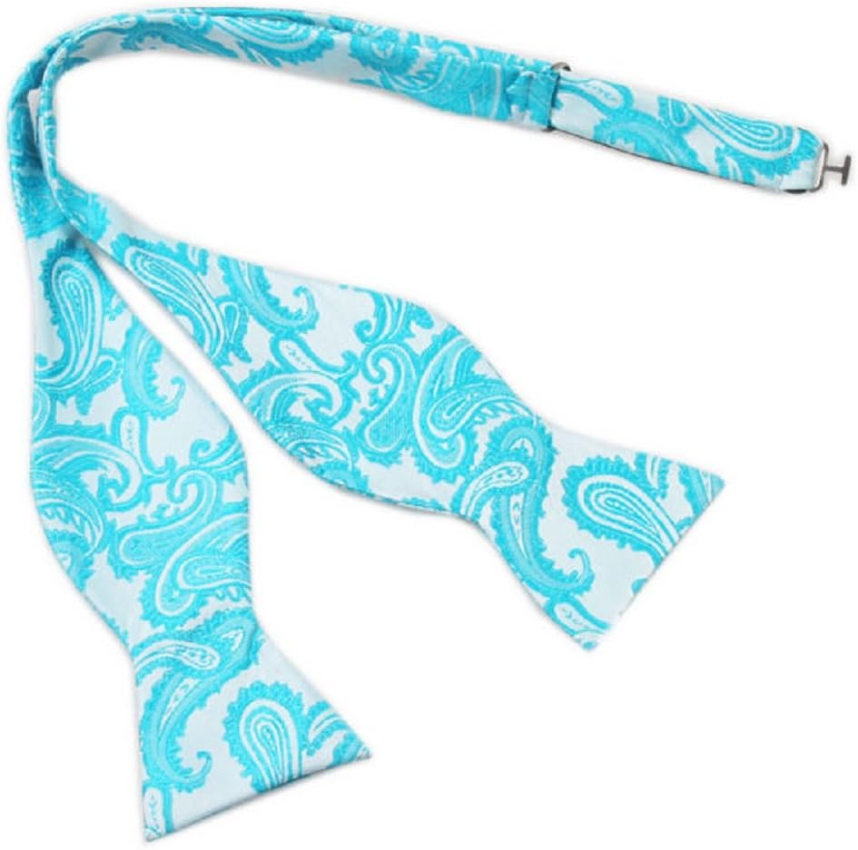 Soophen New Jacquard Woven Men's Self Bow tie - Light Blue