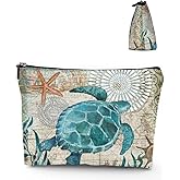 Franala Sea Ocean Turtle Makeup Bag Zipper Pouch Large Capacity Portable Toiletries, Cosmetic Bag Pouch for Women, Travel Make Up Bag Accessories Organizer Gifts