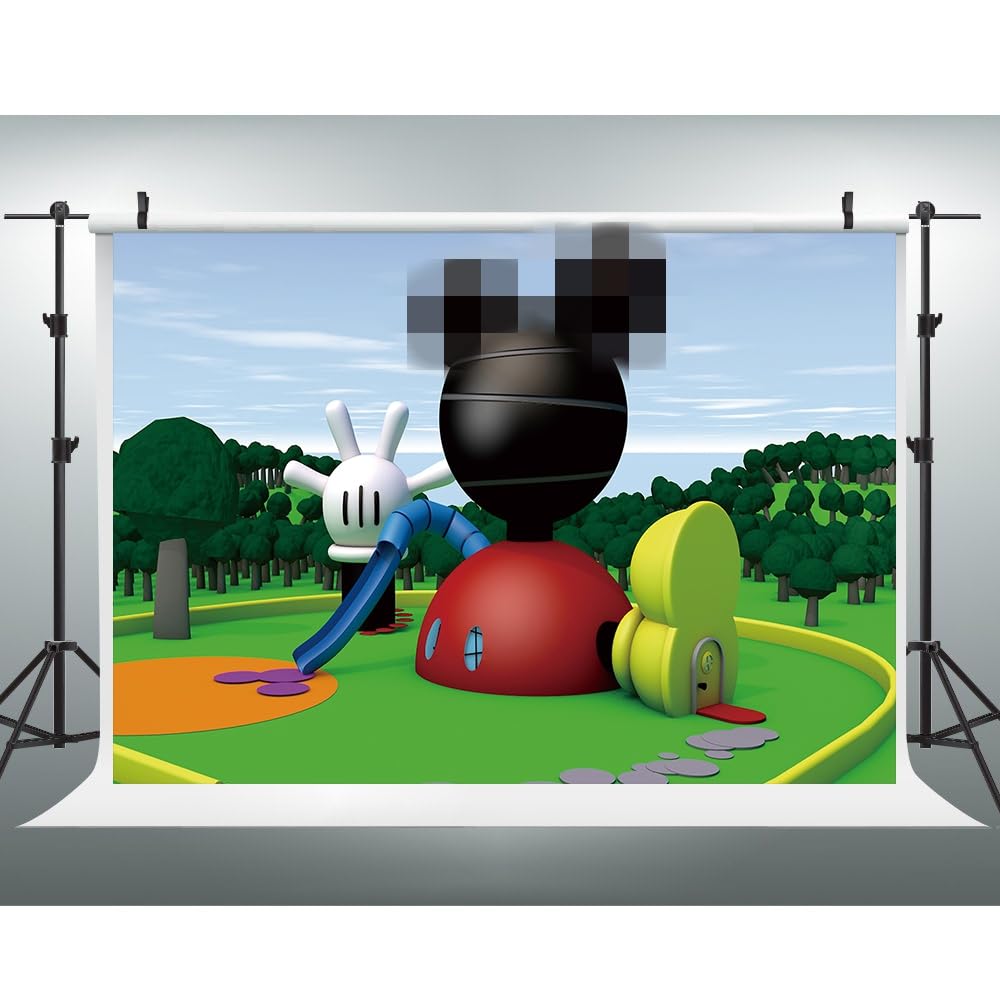Photo 1 of EOA 5(W) x3(H) FT Children Playground Cartoon Picture Photography Backdrop for Birthday Party Clubhouse Background Baby Shower Children Party Supplies Photo Booth Props