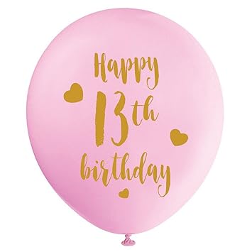 Magjuche Pink 13th Birthday Latex Balloons 12inch 16pcs Girl