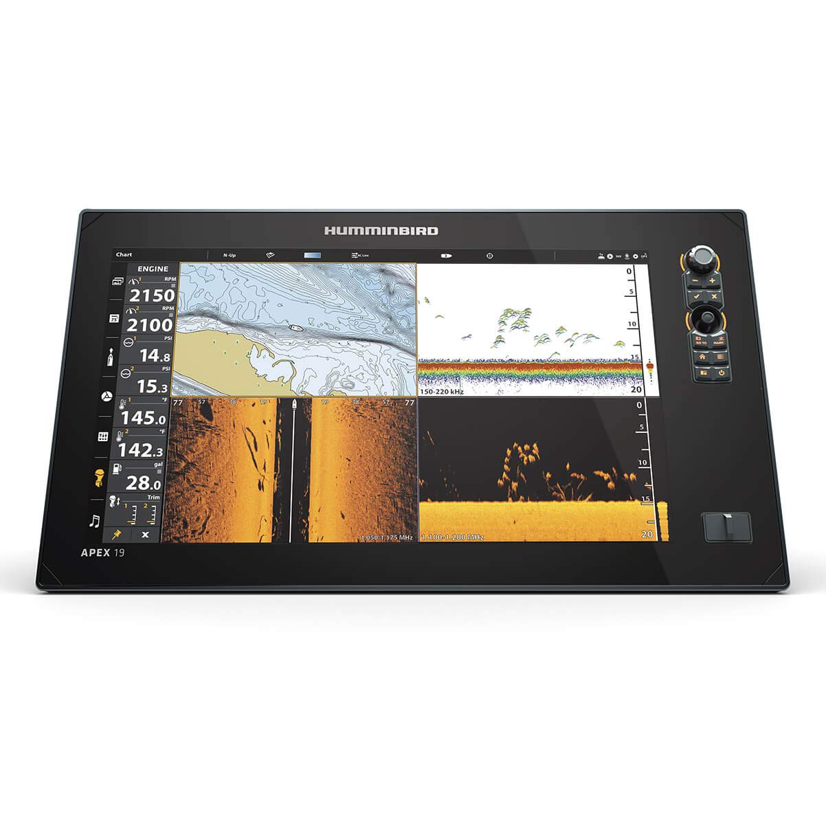 Humminbird APEX 19 GPS Fish Finder with Transducer, MEGA Side Imaging+ & HD Touchscreen