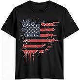 Graphic Mens T-Shirt, USA Flag Retro Street Art Cotton Tees Short Sleeve Shirts Adult Summer Gym Casual Tops