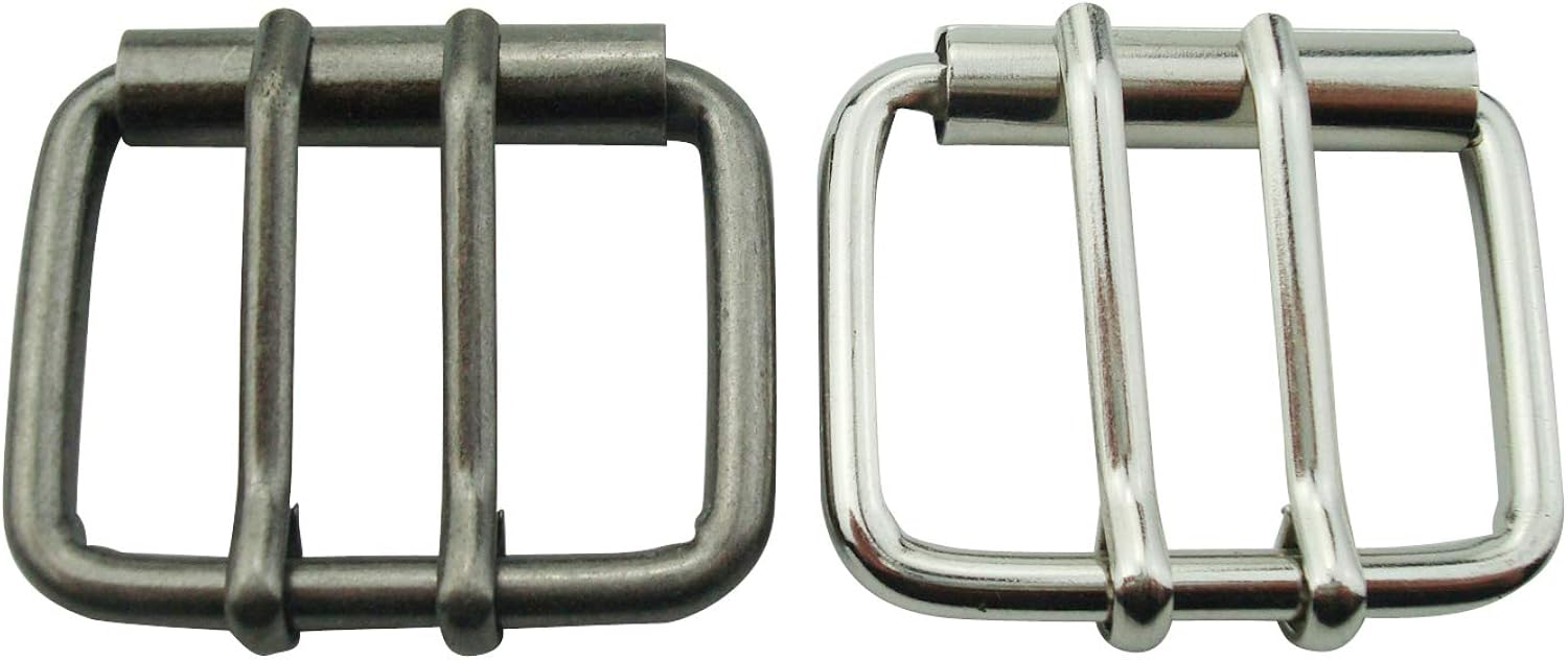 MYIW 1-9/16"(40mm) Replacement Roller Belt Buckle,Double Pins DIY Leathercraft Hardware Belt Buckle - 2pcs