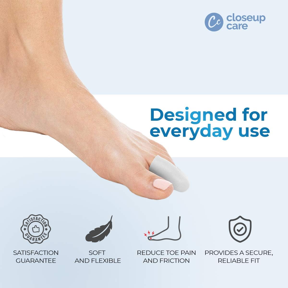 Closeup Care's Premium 6 Pack Toe Caps, Closed Toe Sleeves Protectors, Prevents Corn, Callus, Blister Development Between Toes, Soften and Soothes The Skin (6 pcs): Health & Personal Care