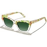 AVAWAY Polarized Sunglasses for Women Cat Eye UV Protection, Clear Trendy Square Acetate Sun Shades Ladies Sunnies