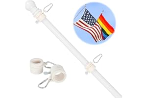 MANXRKUI White Flag Poles for Outside House, 5 FT Flag Pole for Holder with Tangle Free Rings, 1 inch Heavy Duty Flag Poles for 3x5 Flags Outdoor, Outside House, Boat, Truck(Without Bracket)