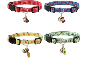 SuperBuddy Cat Collars Breakaway with Bell - 4 Pack Cat Safety Collars for Boys & Girls - Safety Buckle Kitten Collar for Pet Supplies,Stuff,Accessories