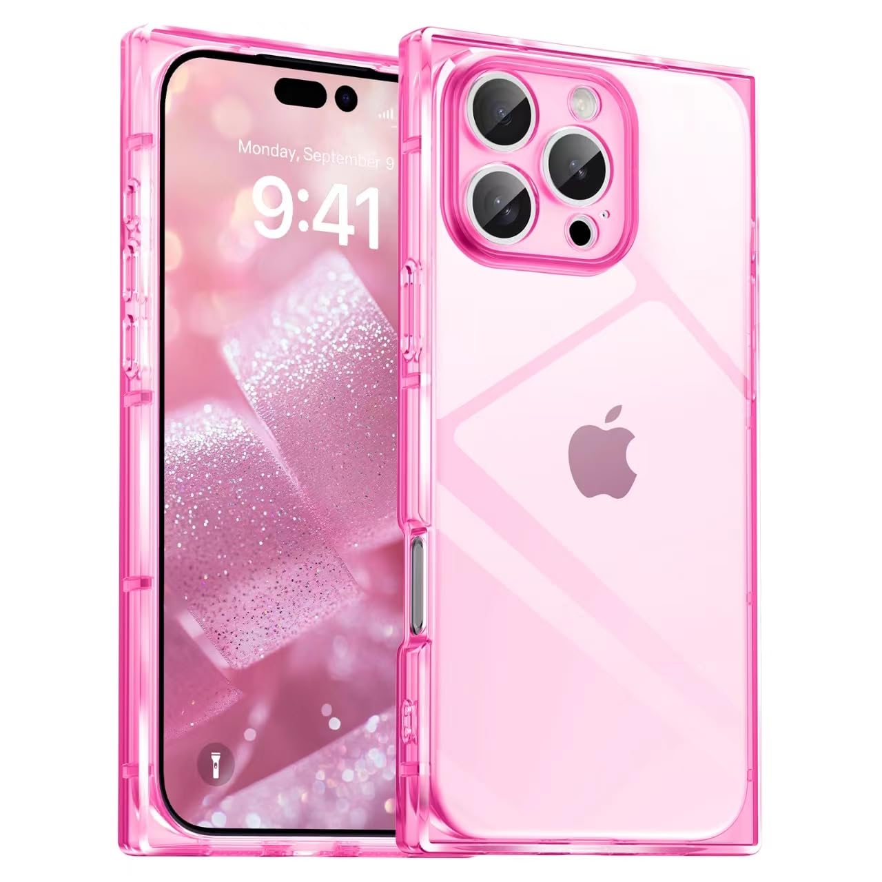 Jmltech for iPhone 16 Pro Max Case Clear Silicone Shockproof Protective Flexible Phone Cases for iPhone 16 Pro Max Hot Pink