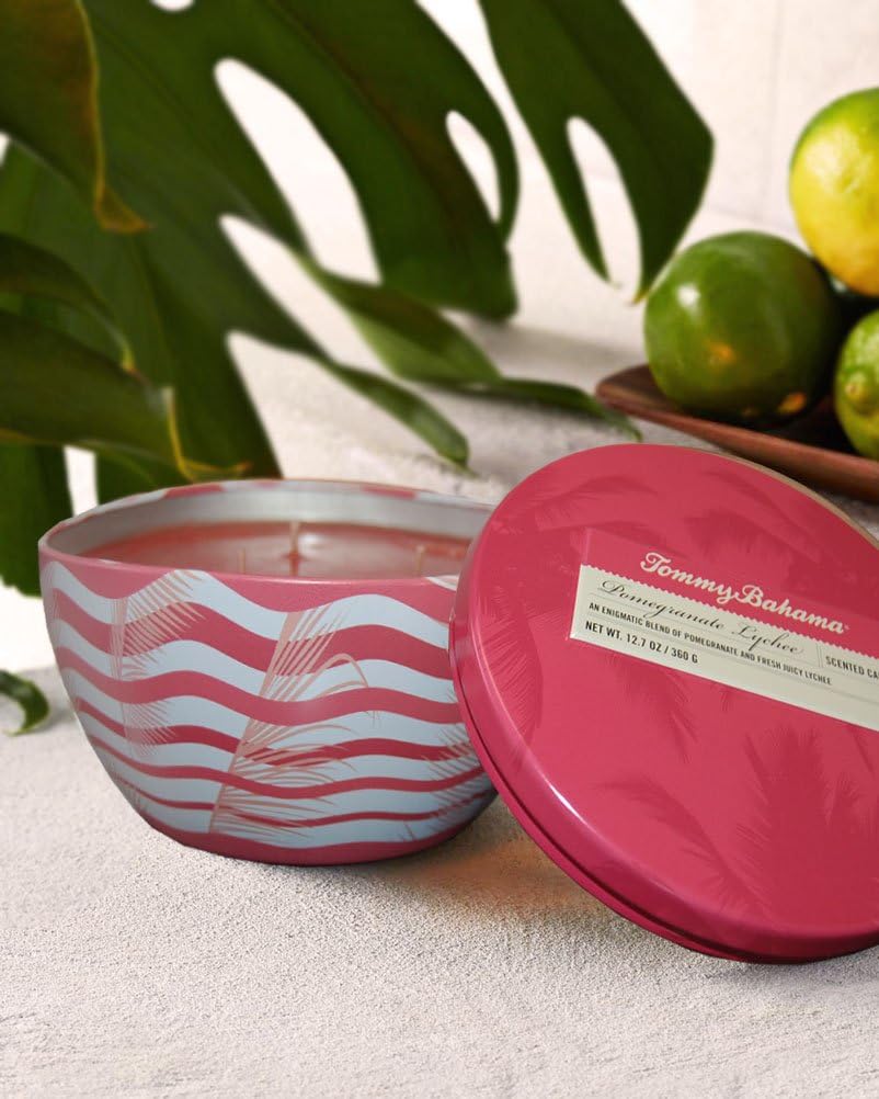 Tommy Bahama Island Essence 3 Wick Candle Tin - Pomegranate Lychee