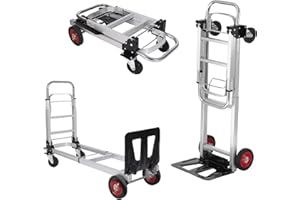 2-in-1 Convertible Hand Truck 700 LBS, Folding Platform Truck Dolly with 4-Wheel Design and Adjustable Telescoping Handle for
