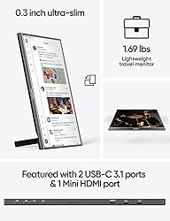 ARZOPA 17.3" Portable Monitor, 1080P FHD 103% sRGB
