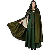 Gesranxs Medieval Cloak with Hood Men Women,Renaissance Hooded Cape for Hobbit Halloween Costume Cosplay Wizard Witch Cloak