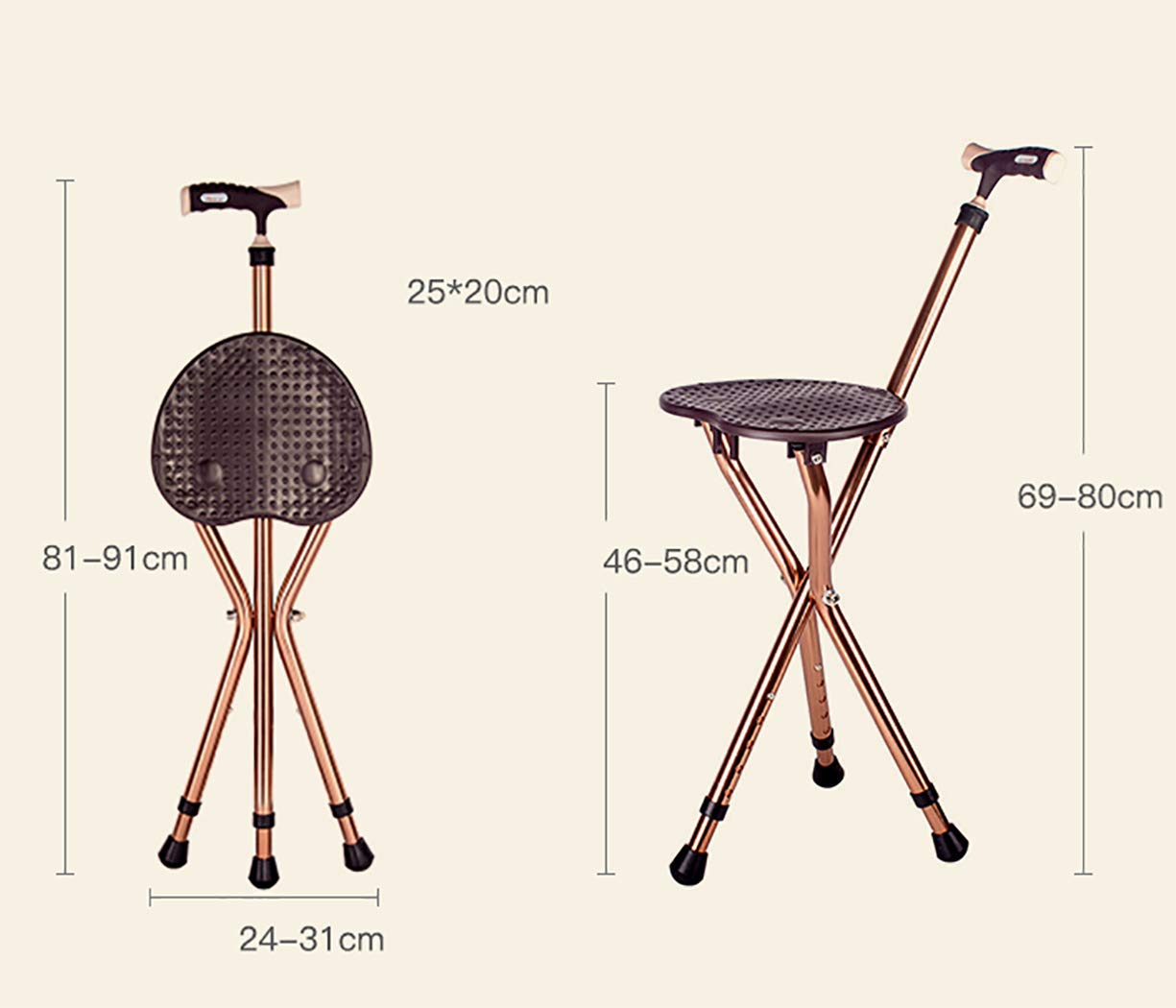 流行に Yguoz 杖椅子 杖 折りたたみ 高齢者のために ステッキ椅子 携帯型とled懐中電灯 ステッキ 5 高さ調節可能 母の日 父の日 敬老の日 プレゼント Brown Brown B07p6bjyz6 最新人気 Vogmoda Com Ar