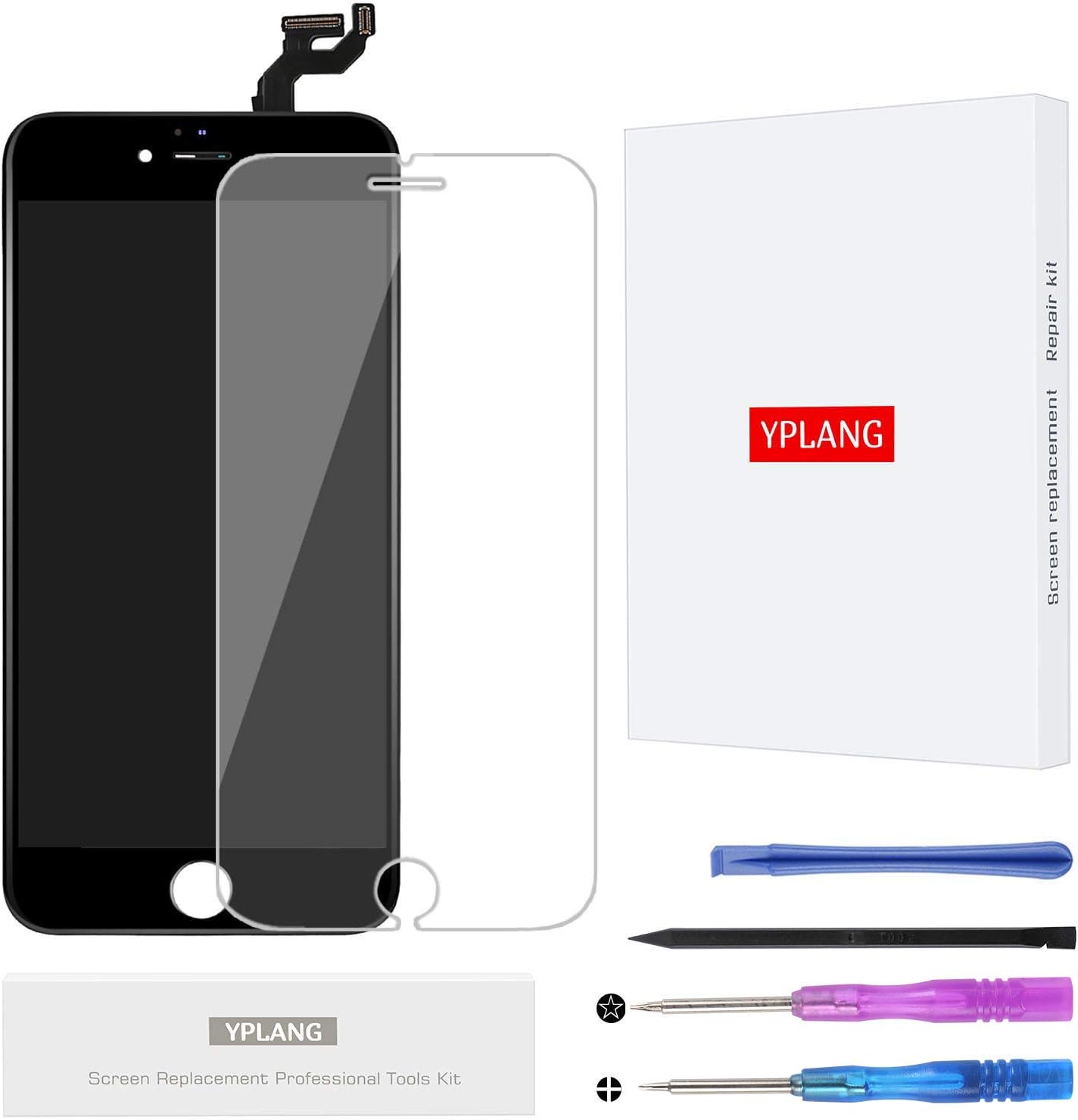 YPLANG Screen Replacement Compatible for iPhone 6S Plus Screen Replacement Black LCD Display 3D Touch Digitizer Frame Assembly Full Repair Kit, with Repair Tools and Flowchart (Black)