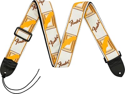 Fender Guitar Strap Monogrammed 2in White Brown Yellow Nylon Backing