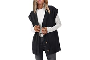 LILLUSORY Women V Neck Sweater Vest Oversized Long Cardigan Casual Vest Tops 2025 Trendy