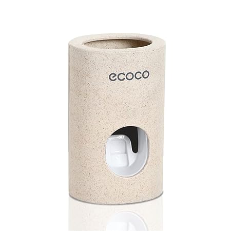 Gika R Zahnbürstenhalter Farbe, aus Stoff, Staub, mit automatischer Zahnpasta-Spender, cremefarben, Auto Toothpaste Dispenser