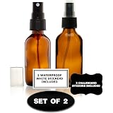 (2) Glass Amber 2 Oz Bottles with Black Fine Mist Sprayer for Aromatherapy & Cosmetic Sprays