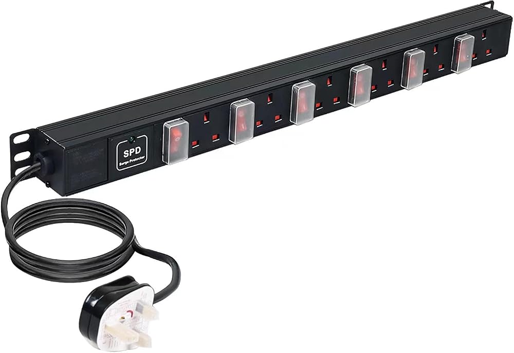 ENNOTEK 6 Way PDU Surge Protector Extension Lead 13A Individually Switched 3M