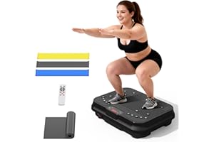 DKDNSJ Vibration Plate Exercise Machine for Lymphatic Drainage,Power Vibrate Stand Shake Board 400 Lbs Capacity Fitness Platform with Fitness Resistance Bands Weight Loss Gifts for Women Men