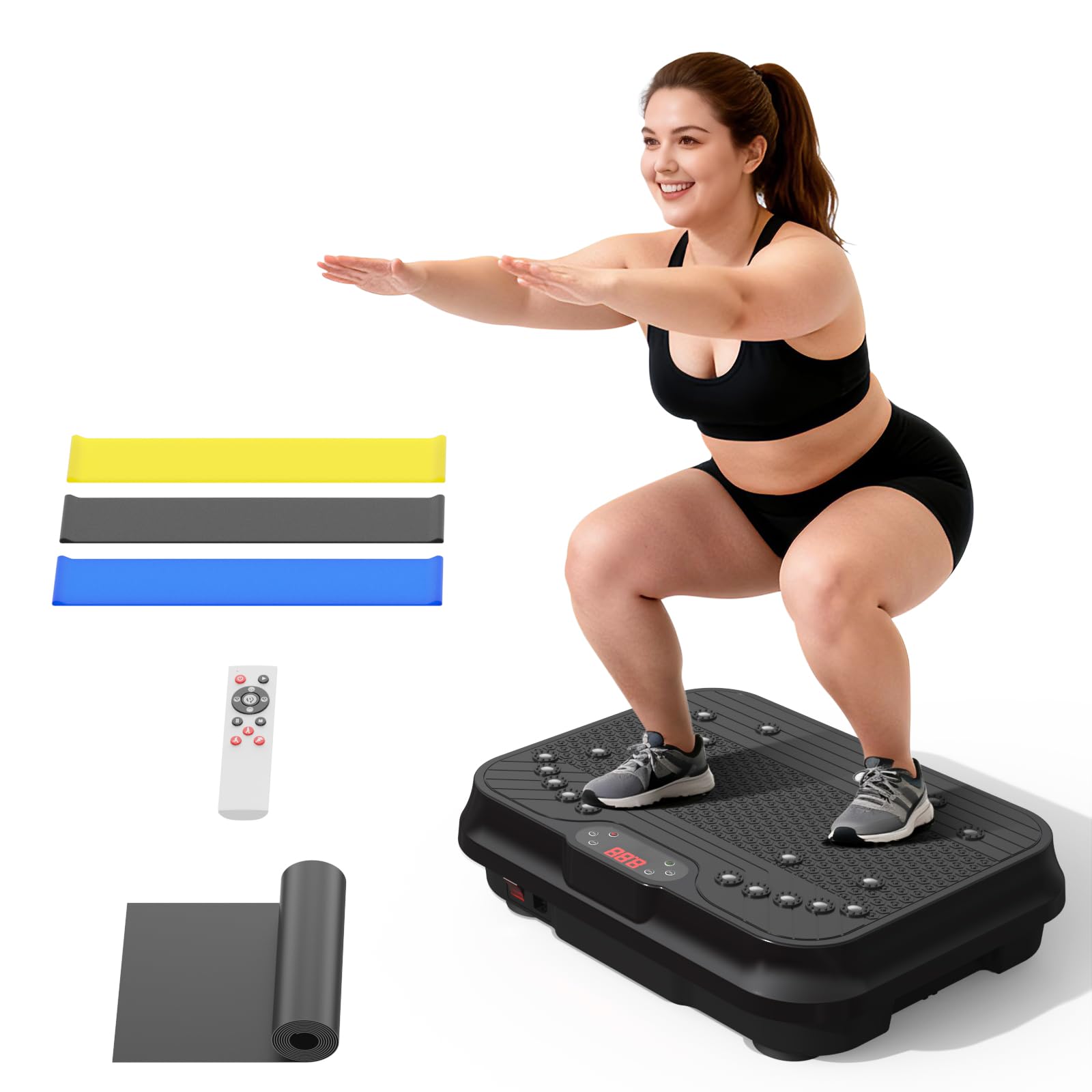 Photo 1 of Vibration Plate Exercise Machine for Lymphatic Drainage,Power Vibrate Stand Shake Board 400 Lbs Capacity Fitness Platform with Fitness Resistance Bands Weight Loss Gifts for Women Men
