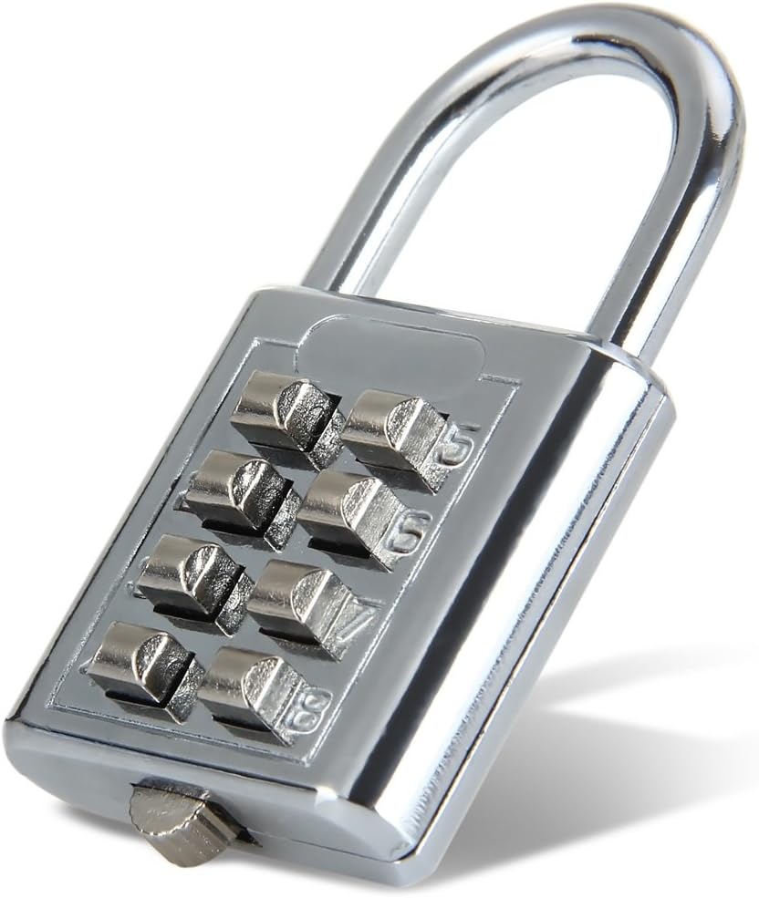 Durable Resettable 8 Numbers Combination Padlock Push-Button Coded Lock