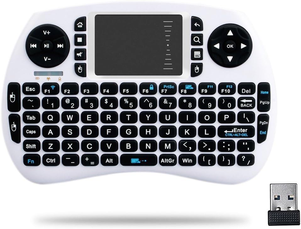 HORIZONTAl Mini 2.4Ghz Wireless Touchpad Keyboard With Mouse For Google Android Tv Box,Pc, Pad, Xbox 360, Ps3, Htpc, Iptv (White)