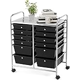 Giantex 12 Drawer Rolling Storage Cart Tools Scrapbook Paper Office School Organizer (Black)